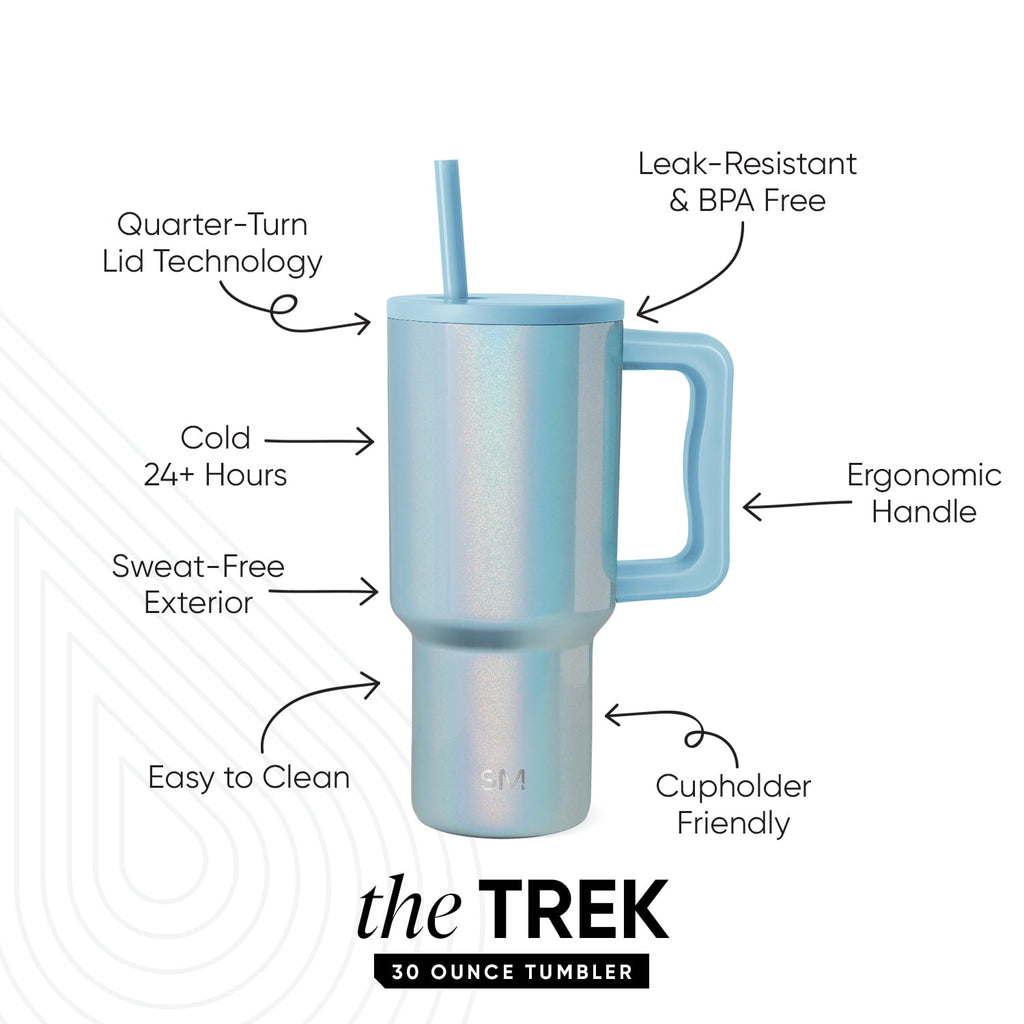 Simple Modern 30 fl oz Insulated Stainless Steel Trek Tumbler with Straw Lid | Seaglass Sage and Cream Checkmate M690P