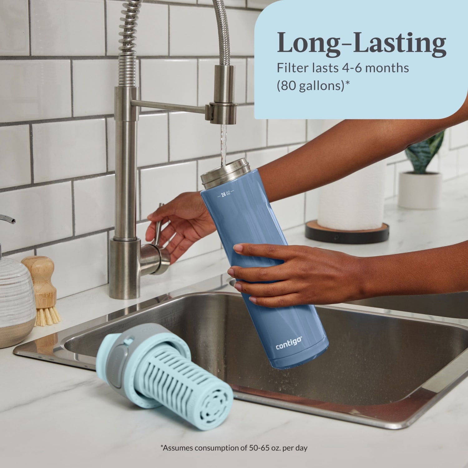 Contigo Clybourn FreeFlow Filter Water Bottle Replacement Filter, 1 Count M30P