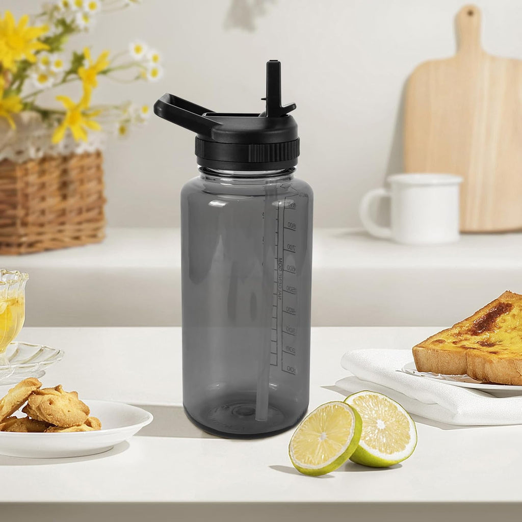 Straw Lid Compatible with Nalgene Water Bottles 32 OZ, BPA-Free Straws Lid with Handle for Nalgene Wide Mouth, Replacement Bottle Cap Accessories with 2 Straws and 1 Straw Brush M230Y