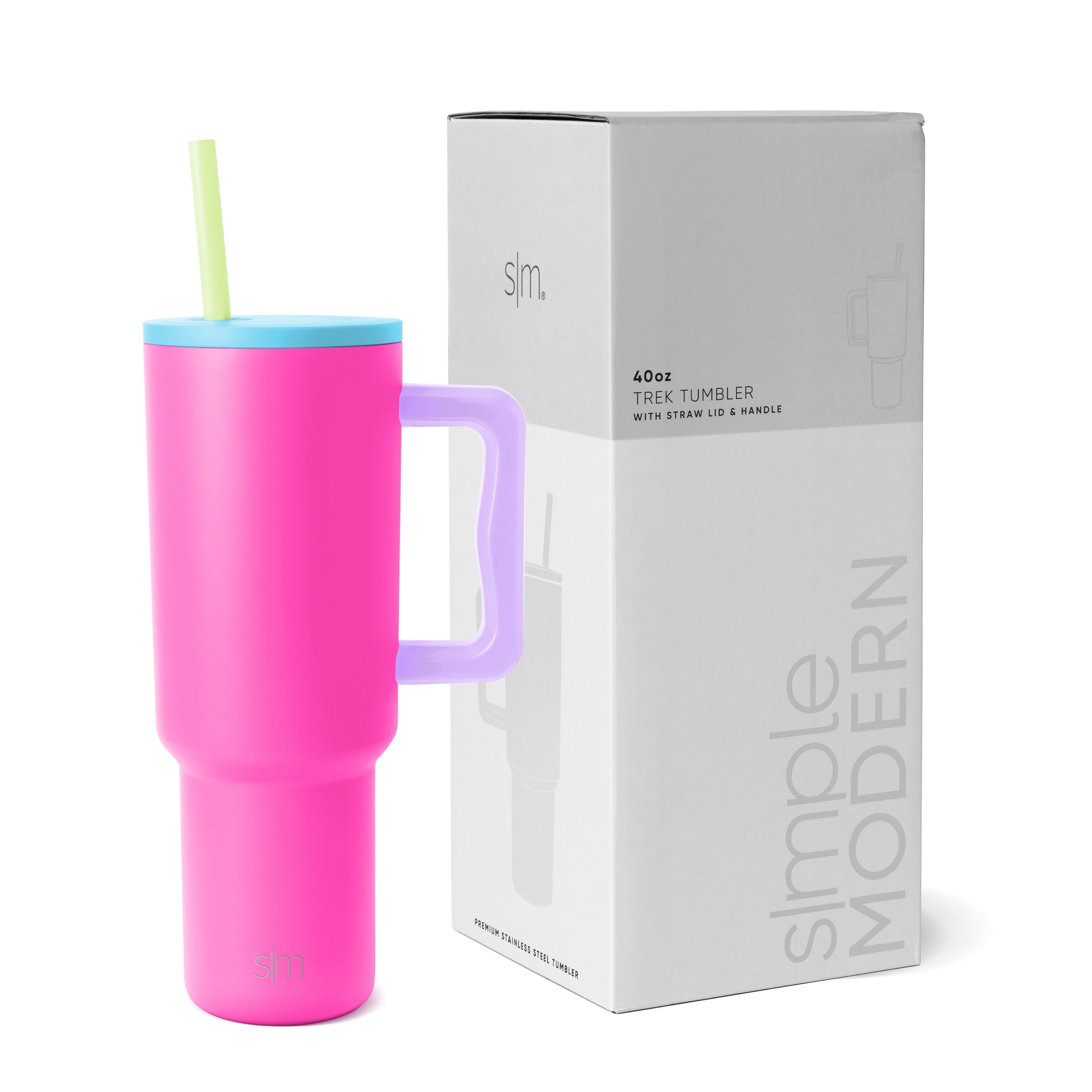 Simple Modern 40 fl oz Insulated Stainless Steel Trek Tumbler with Straw Lid | 80s Mix M403T