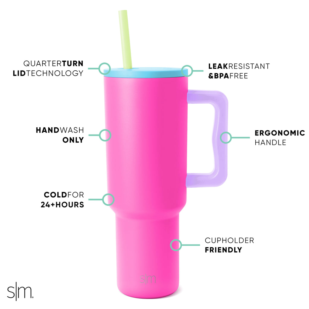Simple Modern 40 fl oz Insulated Stainless Steel Trek Tumbler with Straw Lid | 80s Mix M403T