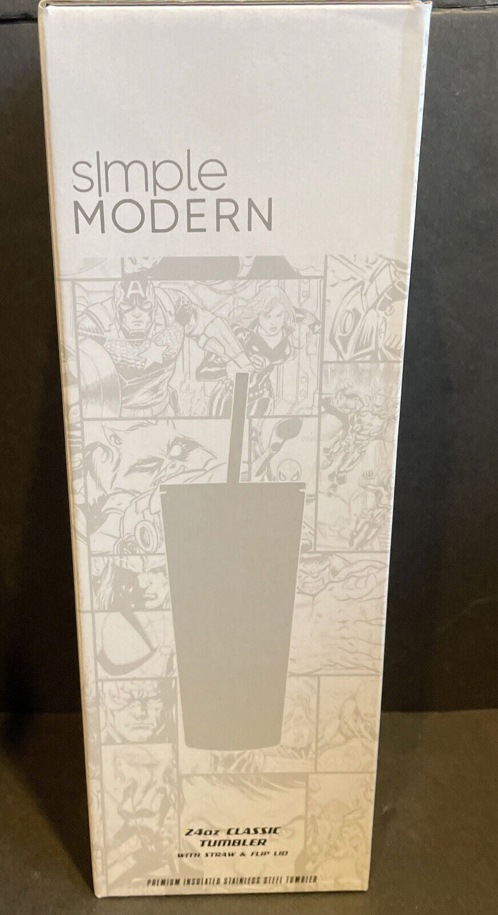 Simple Modern Insulated Iron Man Tony 24oz  Tumbler W/Flip Lid and Straw Lid M434N