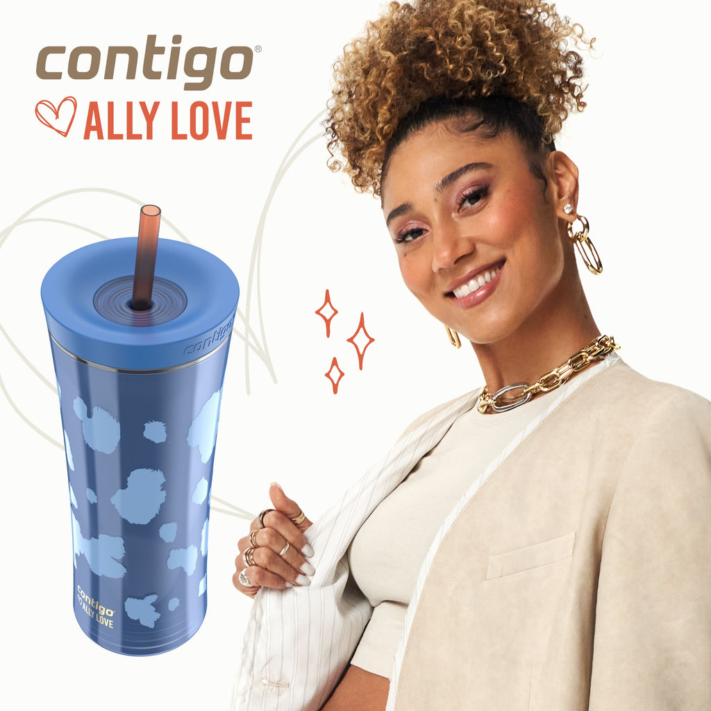 Contigo 20oz Shake &amp; Go Tumbler, Plastic with Straw, Stellar Jay Cowhide Couture M119U