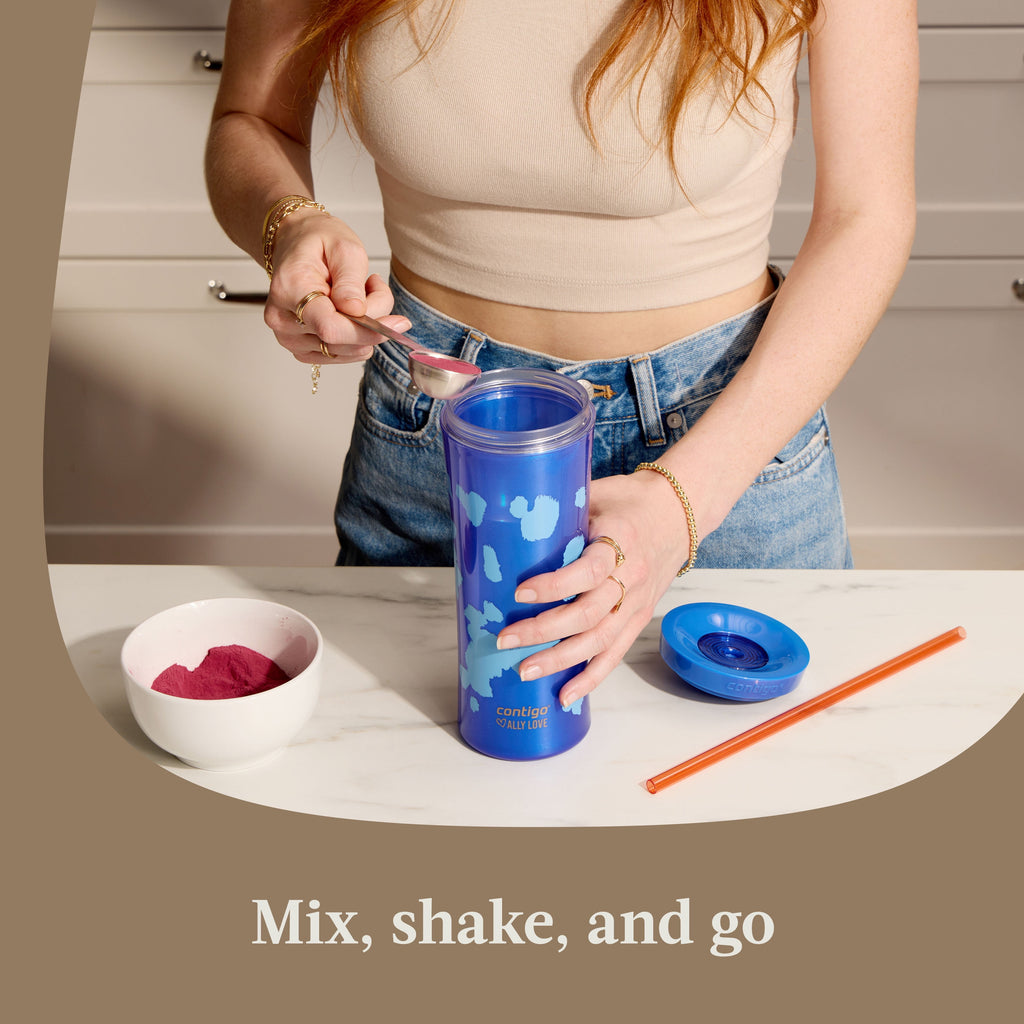 Contigo 20oz Shake &amp; Go Tumbler, Plastic with Straw, Stellar Jay Cowhide Couture M119U