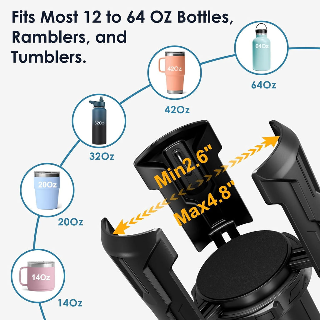 Cup Holder Expander: One-Button Open, Universal, Adjustable Holder(Diameter 2.6"- 4.8"), Cup Holder Expander for , , Nalgene, Takeya, Camelbak, Ramblers, , Tumblers, Mugs M220E