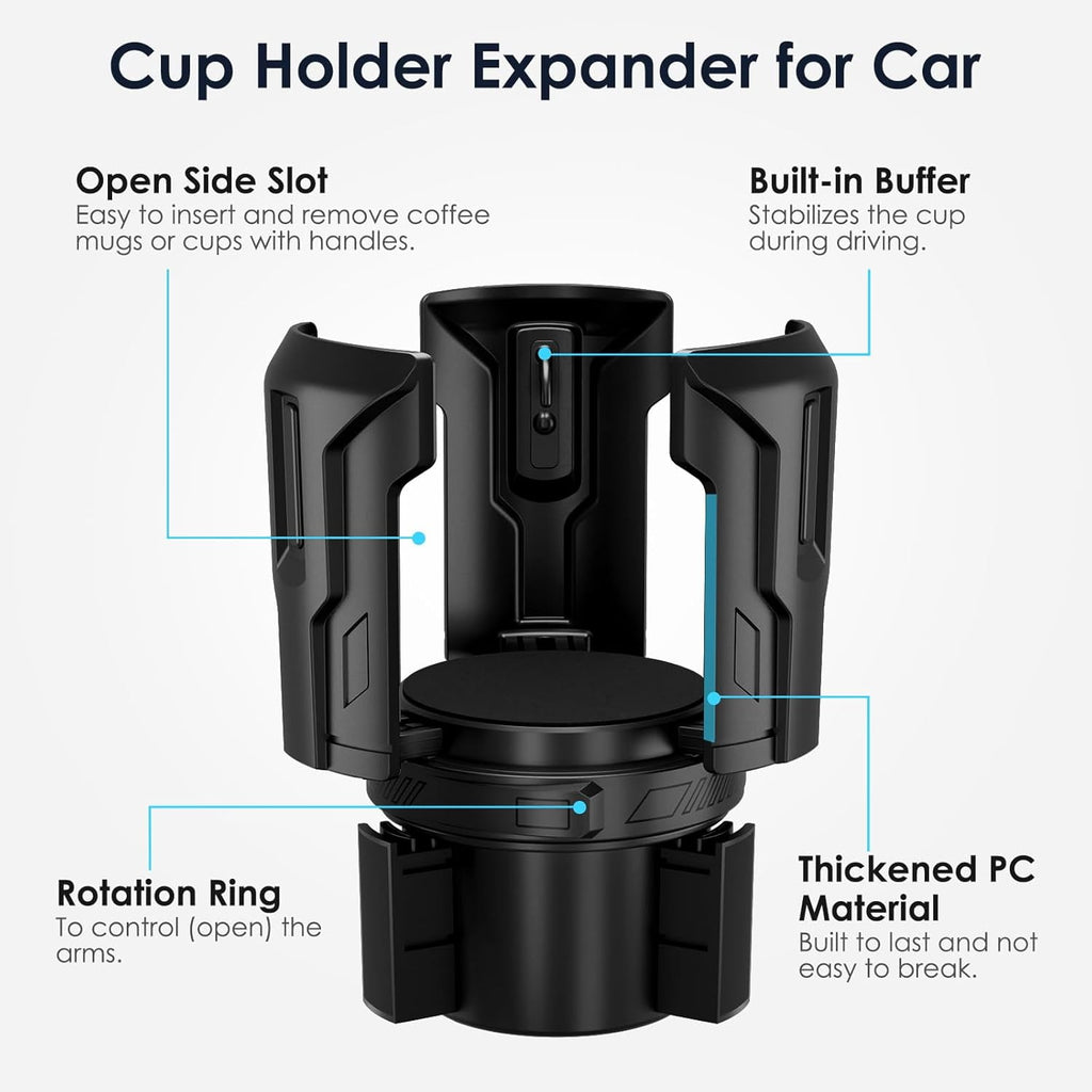 Cup Holder Expander: One-Button Open, Universal, Adjustable Holder(Diameter 2.6"- 4.8"), Cup Holder Expander for , , Nalgene, Takeya, Camelbak, Ramblers, , Tumblers, Mugs M220E