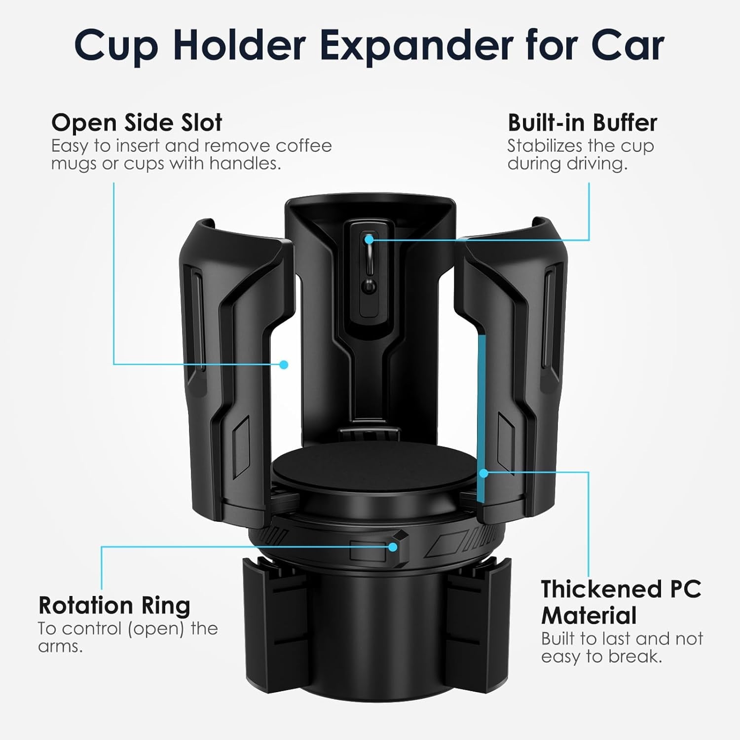 Cup Holder Expander: One-Button Open, Universal, Adjustable Holder(Diameter 2.6"- 4.8"), Cup Holder Expander for , , Nalgene, Takeya, Camelbak, Ramblers, , Tumblers, Mugs M220E