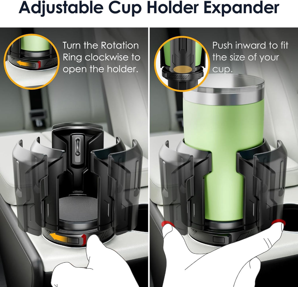 Cup Holder Expander: One-Button Open, Universal, Adjustable Holder(Diameter 2.6"- 4.8"), Cup Holder Expander for , , Nalgene, Takeya, Camelbak, Ramblers, , Tumblers, Mugs M220E