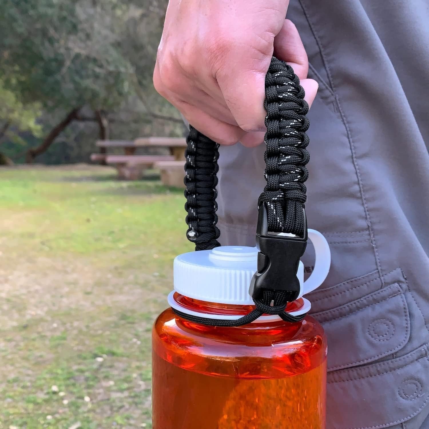 Hydrocord Handle for Nalgene Water Bottles, Fits Wide Mouth Water Bottles, Durable Carrier, Secure Accessories, Compatible with 32oz, 36oz, 48oz Water Bottle (Black) M206P