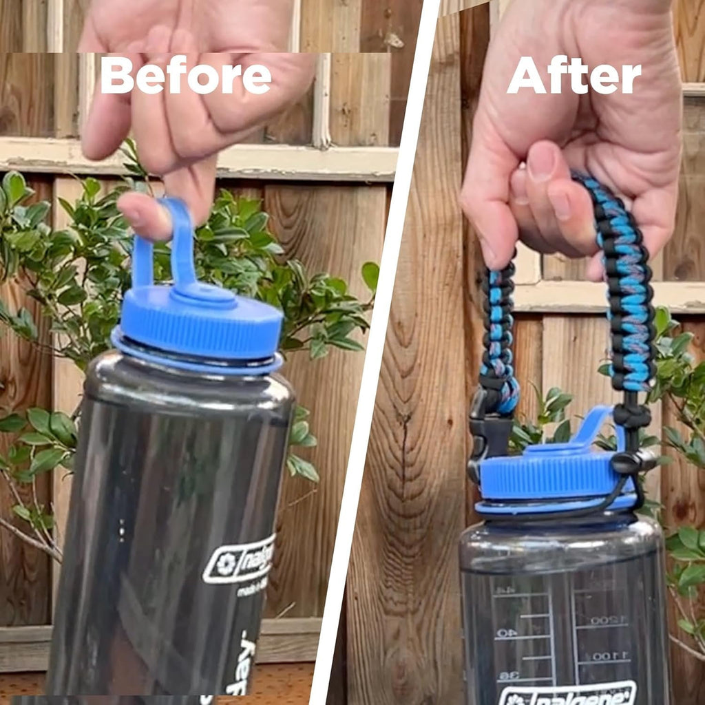 Hydrocord Handle for Nalgene Water Bottles, Fits Wide Mouth Water Bottles, Durable Carrier, Secure Accessories, Compatible with 32oz, 36oz, 48oz Water Bottle (Black) M206P