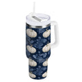 30 oz Insulated Stainless Steel Tumbler Double Wall Stainless Steel Tumbler with 2-Way Drinking Watercolor White Pumpkins M446E