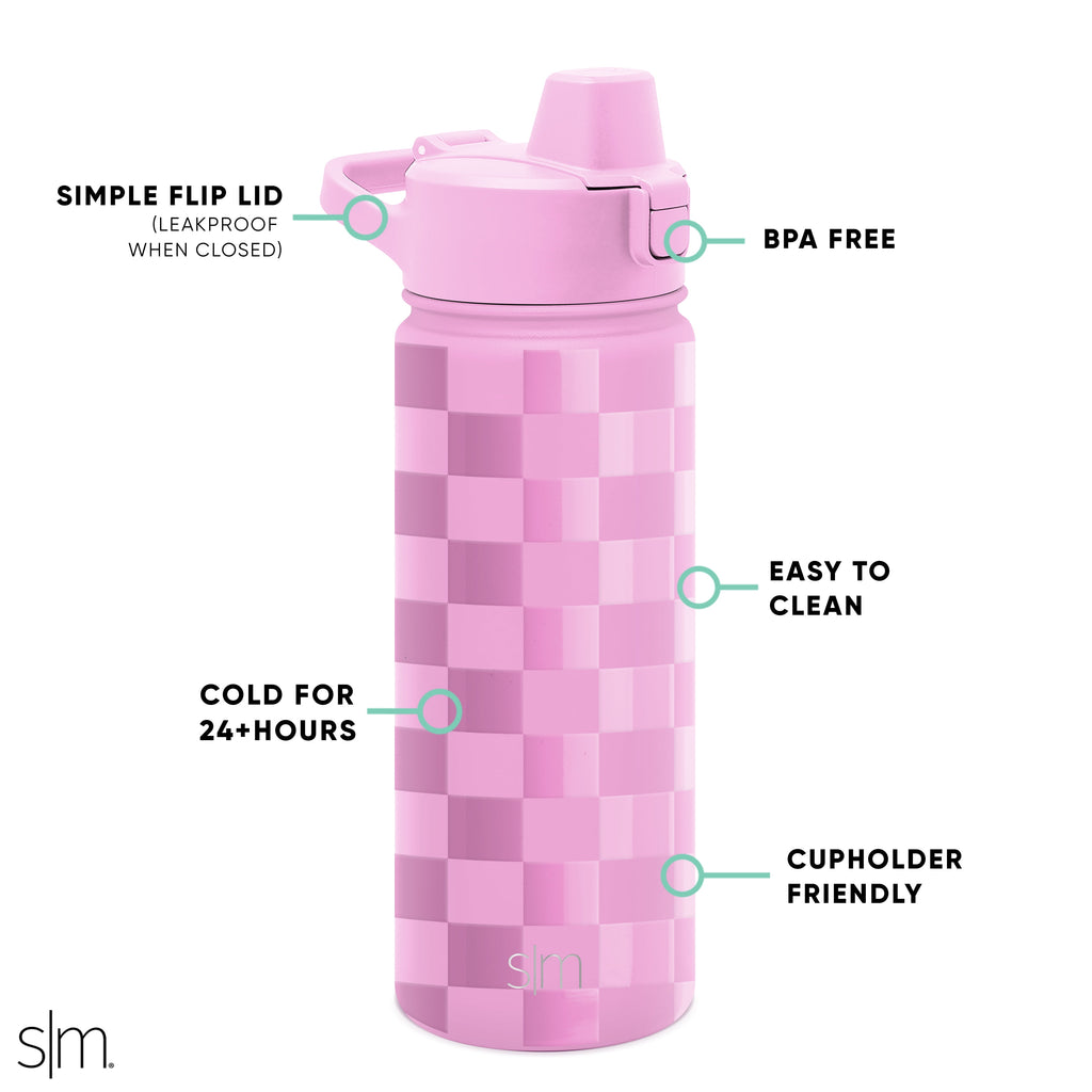 Simple Modern 18 fl oz Insulated Stainless Steel Summit Water Bottle with Covered Silicone Straw Lid | Sweet Taffy M395M