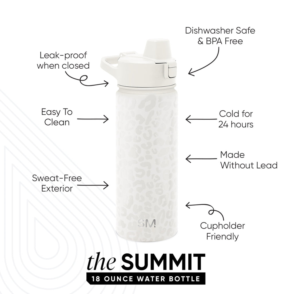 Simple Modern 18 fl oz Insulated Stainless Steel Summit Water Bottle with Covered Silicone Straw Lid | Sweet Taffy M395M