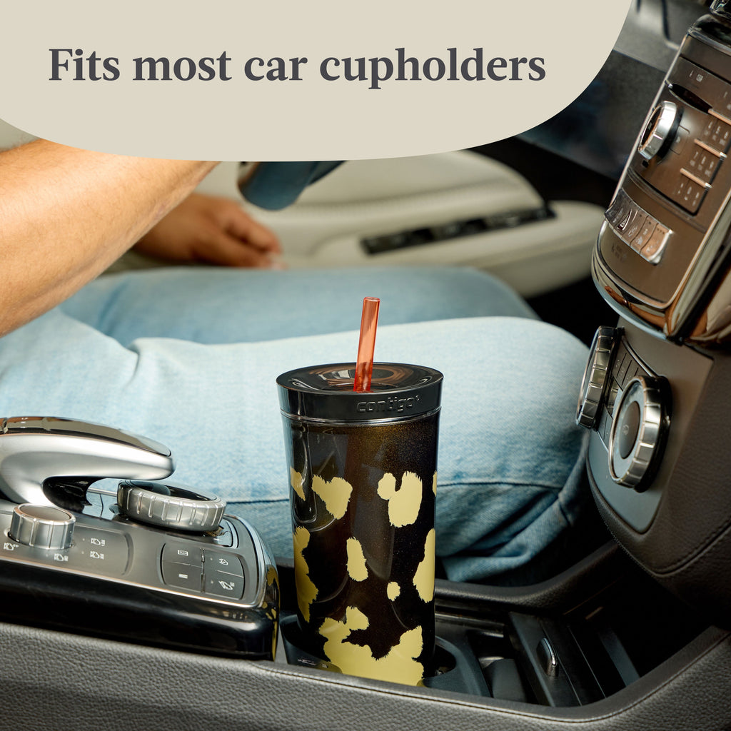 Contigo 20oz Shake &amp; Go Tumbler, Plastic with Straw, Licorice Cowhide Couture M93Q