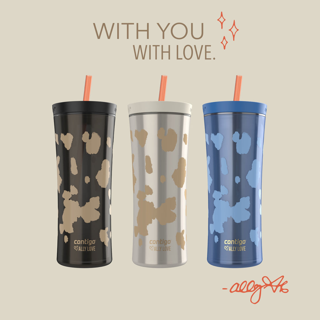 Contigo 20oz Shake &amp; Go Tumbler, Plastic with Straw, Licorice Cowhide Couture M93Q