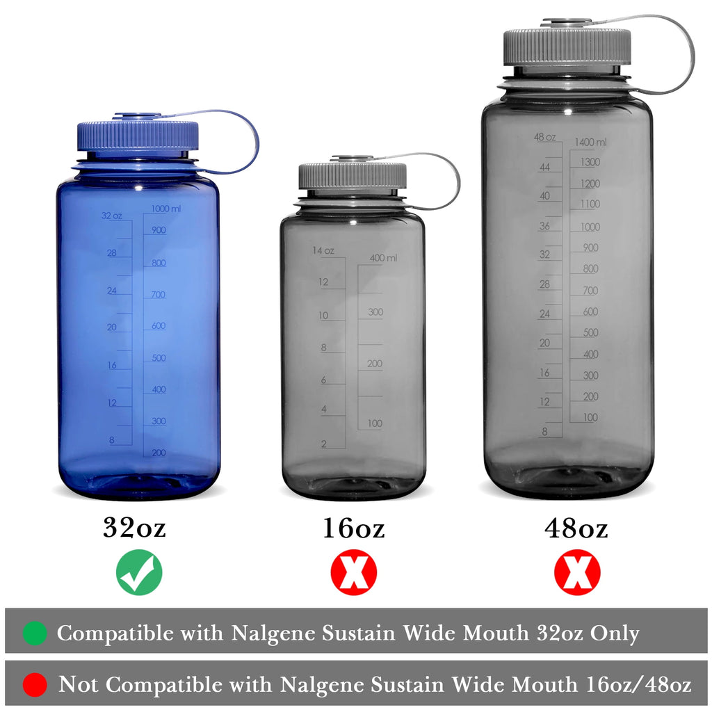 Linkidea 4 Pack Water Bottle Silicone Splashguard Compatible with Nalgene Sustain Wide Mouth 32oz, Anti-Spill Splash Guard for Wide-Necked Bottles with 53mm Opening, Waterbottle Easy Sipper M208M