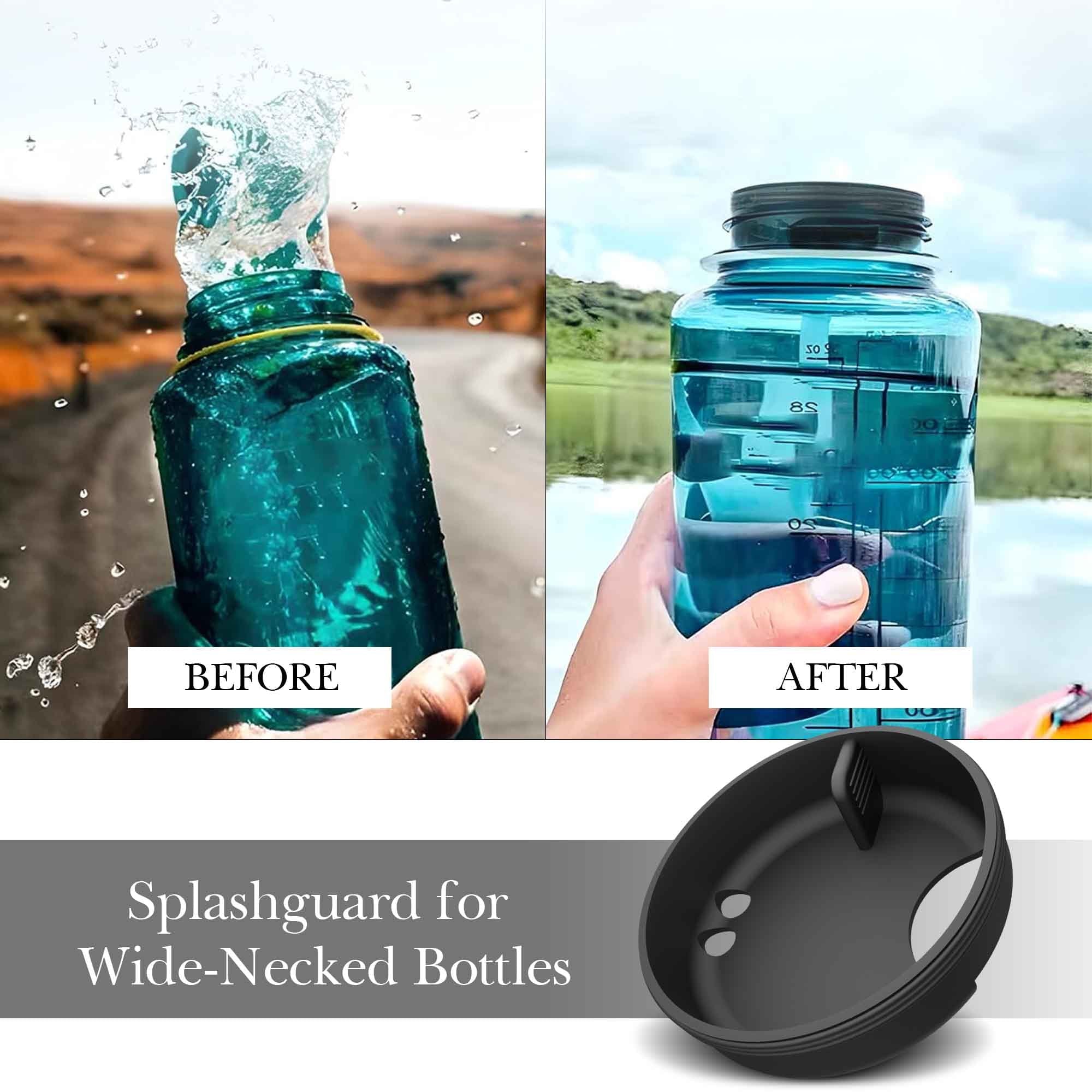 Linkidea 4 Pack Water Bottle Silicone Splashguard Compatible with Nalgene Sustain Wide Mouth 32oz, Anti-Spill Splash Guard for Wide-Necked Bottles with 53mm Opening, Waterbottle Easy Sipper M208M