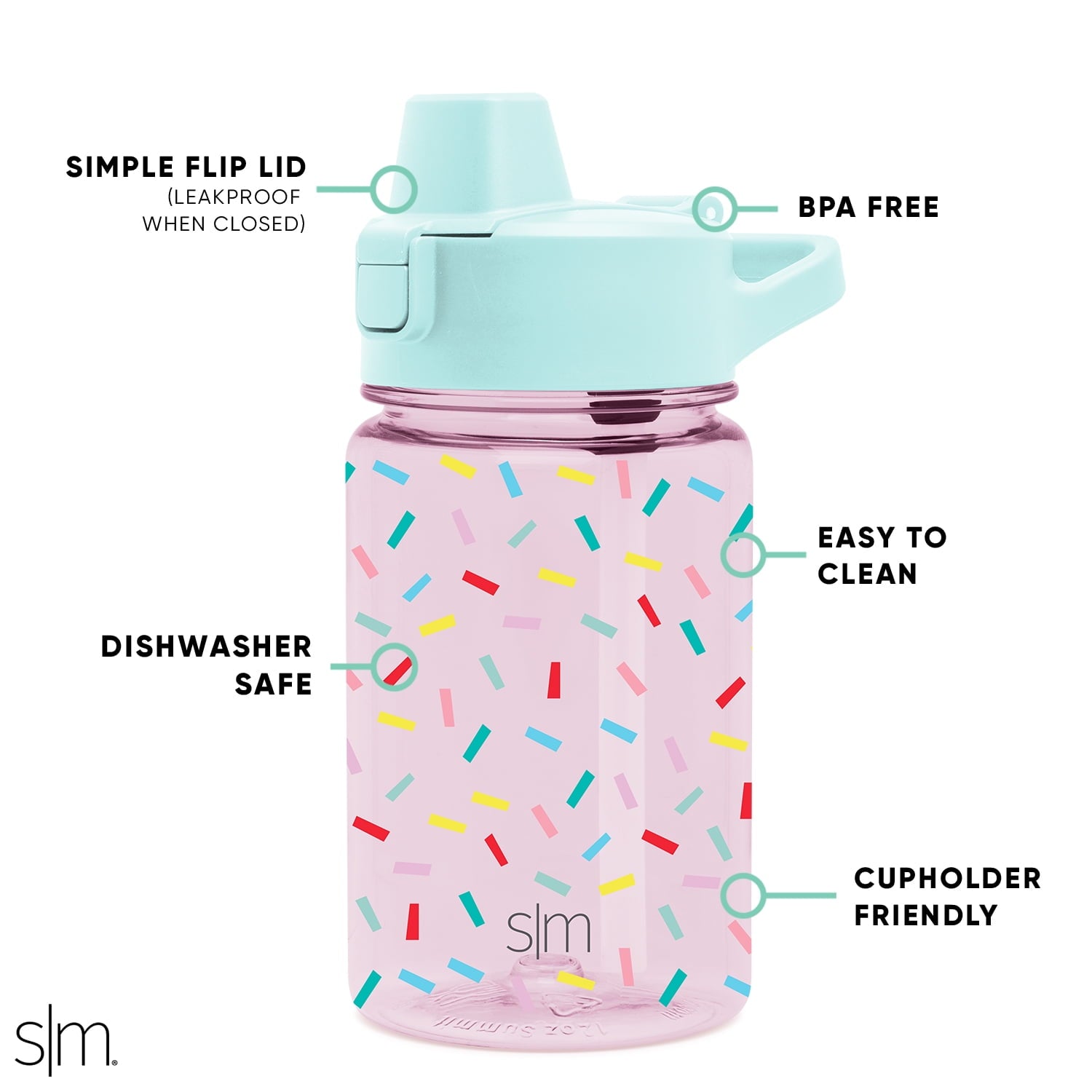 Simple Modern 12 fl oz Reusable Tritan Summit Water Bottle with Silicone Straw Lid | Birthday Cake M404U