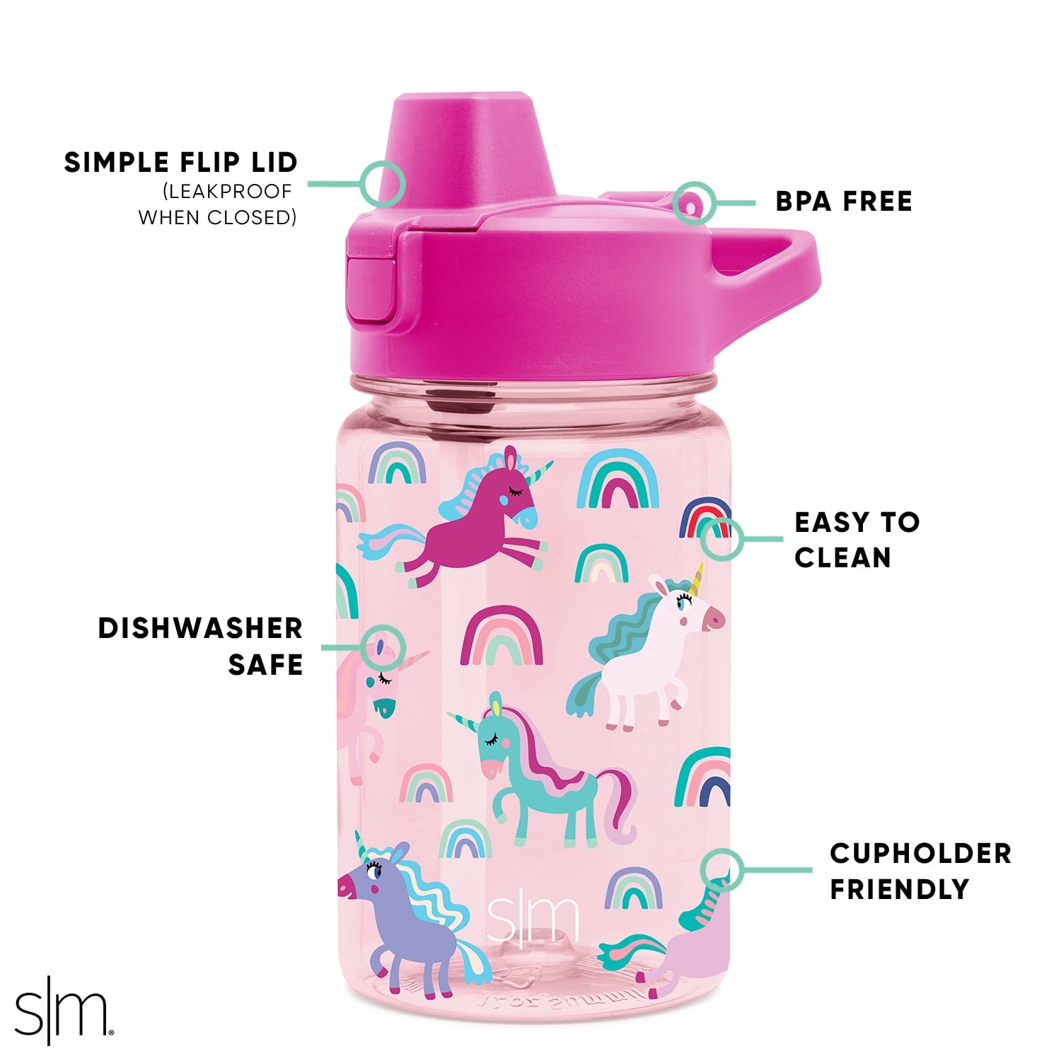 Simple Modern 12 fl oz Reusable Tritan Summit Water Bottle with Silicone Straw Lid | Birthday Cake M404U