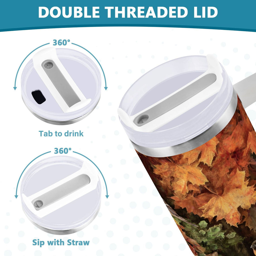 30 oz Insulated Stainless Steel Tumbler Double Wall Stainless Steel Tumbler with 2-Way Drinking Beautiful Fall Scene M610K