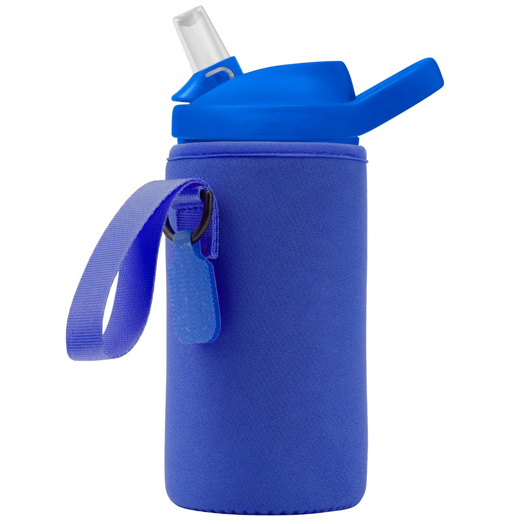 Linkidea Water Bottle Sleeve Compatible with CamelBak Eddy+ Tritan 14oz, Steel 12oz Kids Bottle, Waterbottle Holder Bag with Name Tag, Navy Blue M390G