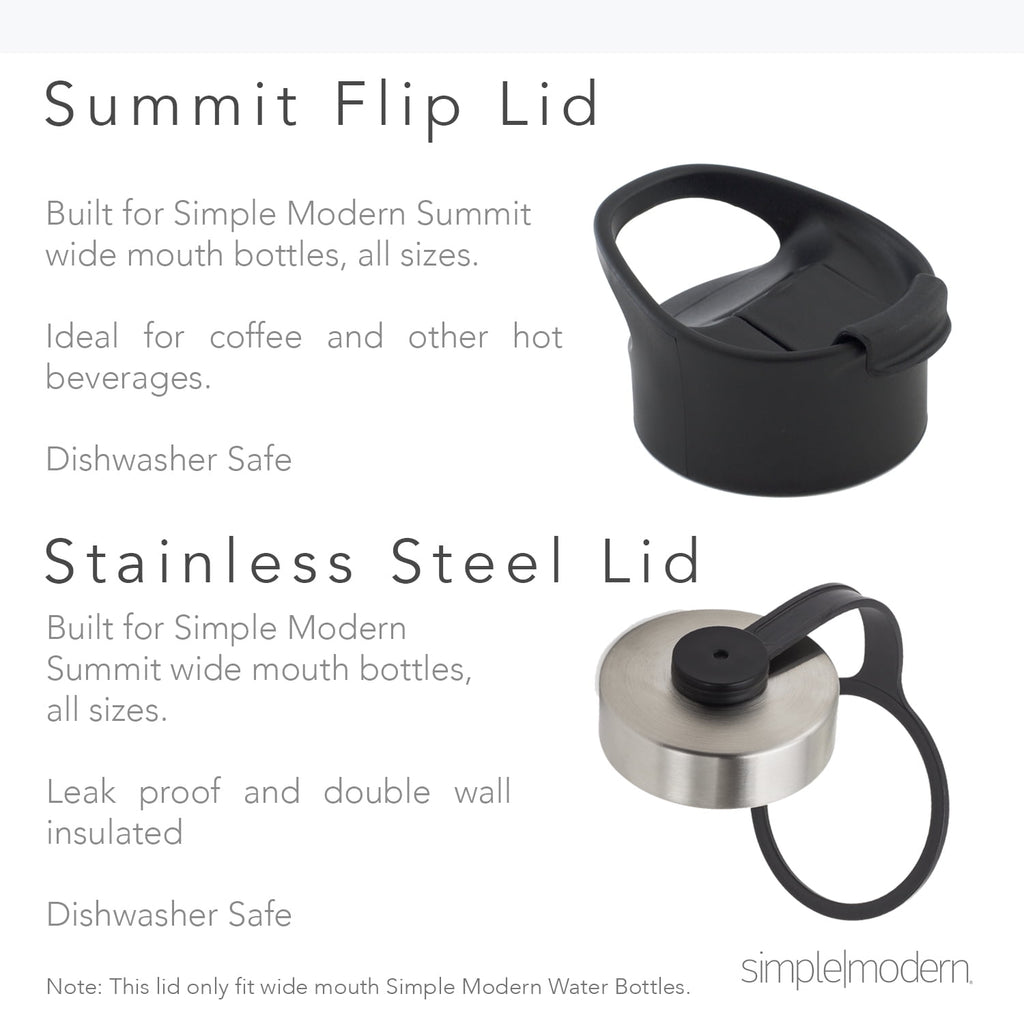 Simple Modern Summit 18 oz Silver and Black Double Wall Vacuum Insulated Stainless Steel Water Bottle with Wide Mouth and Flip-Top Lid M416E