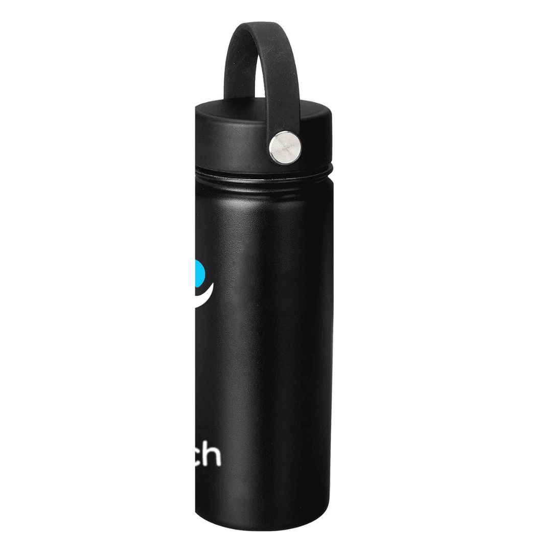 NuRich Sports Water Bottle - 18 Oz, Vacuum Insulated Stainless Steel, Modern Double Walled, Simple Thermo Modern Mug, Hydro Metal Canteen Flask Wide Mouth with Sweat Proof Design for Cold &amp; Hot Temp M684B