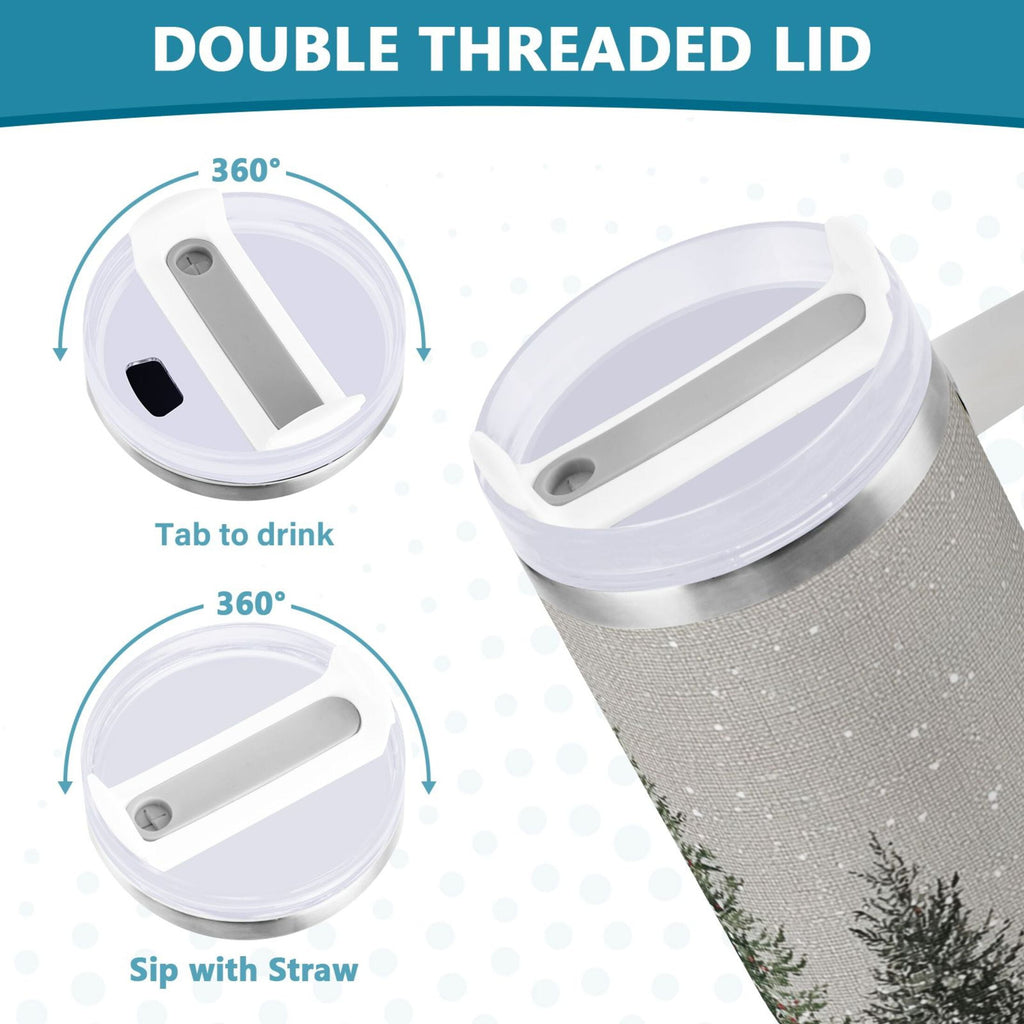 30 oz Insulated Stainless Steel Tumbler Double Wall Stainless Steel Tumbler with 2-Way Drinking Christmas Deer and Snowmen M619N