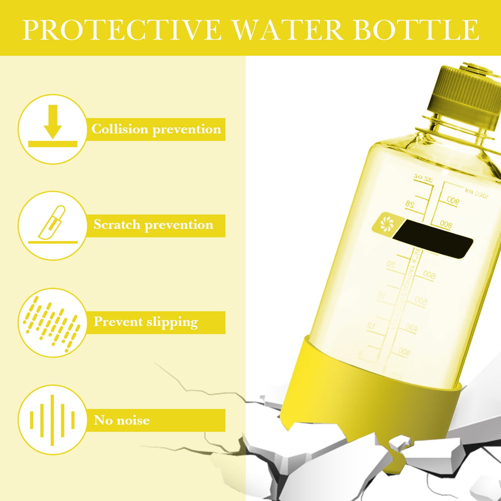 Linkidea 2 Pack Water Bottle Boot Compatible with Nalgene Sustain Wide Mouth 32oz/48oz, Narrow Mouth 32oz, Silicone Anti-Slip Bottle Bottom Bumper Protector (Yellow) M221C