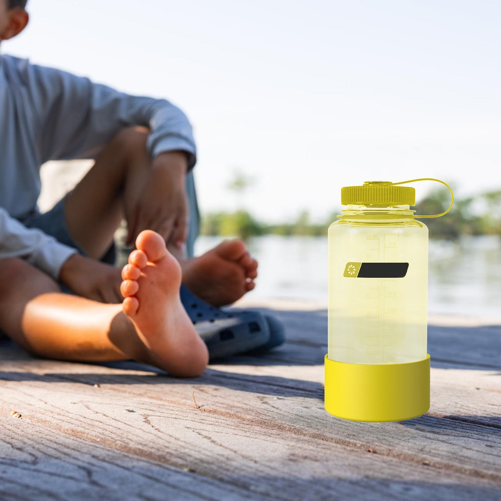 Linkidea 2 Pack Water Bottle Boot Compatible with Nalgene Sustain Wide Mouth 32oz/48oz, Narrow Mouth 32oz, Silicone Anti-Slip Bottle Bottom Bumper Protector (Yellow) M221C