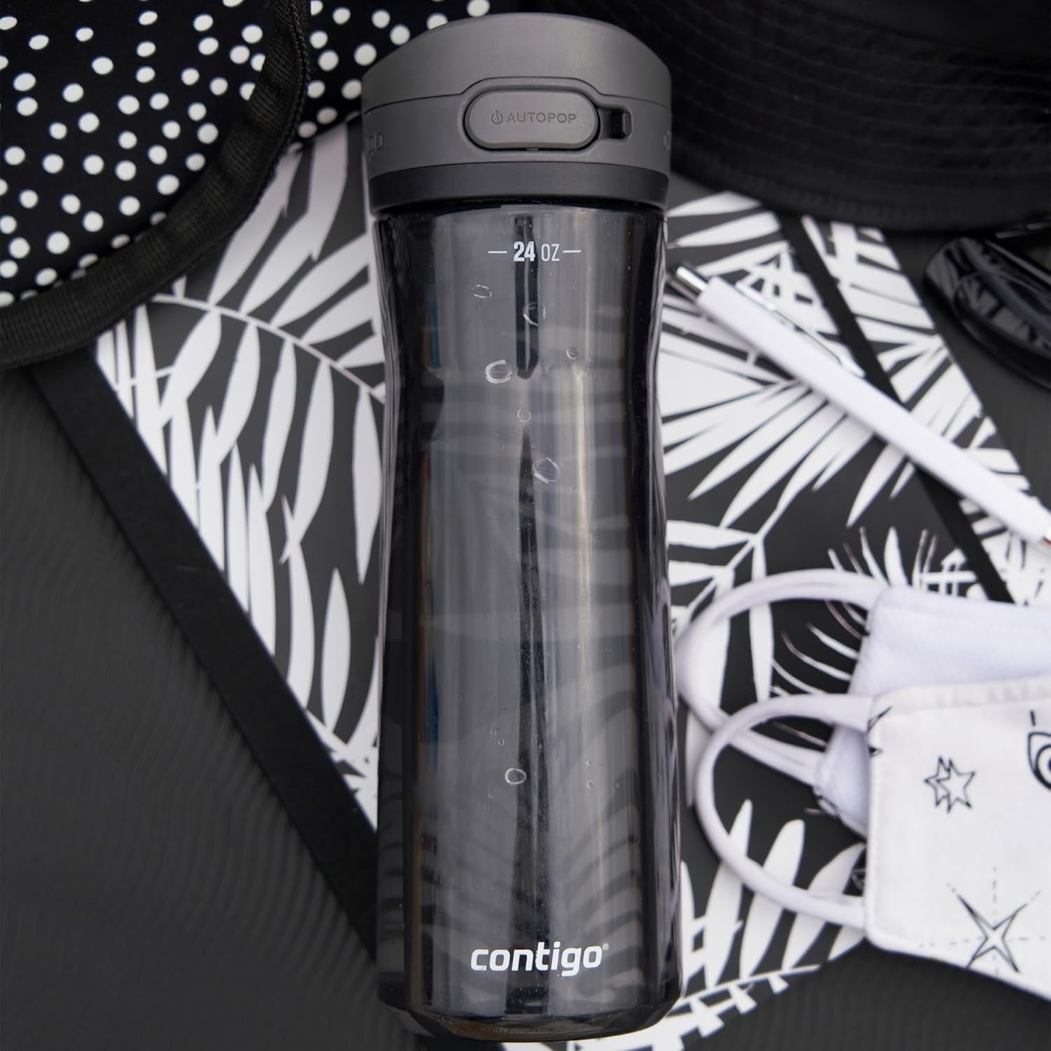 Contigo - Water Bottle with Leak-Proof and Locking Lid, BPA Free, 709ml Capacity, Black M87T