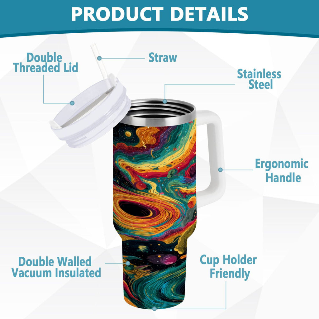40 oz Insulated Stainless Steel Tumbler Double Wall Stainless Steel Tumbler with 2-Way Drinking Swirling Galaxy M496N