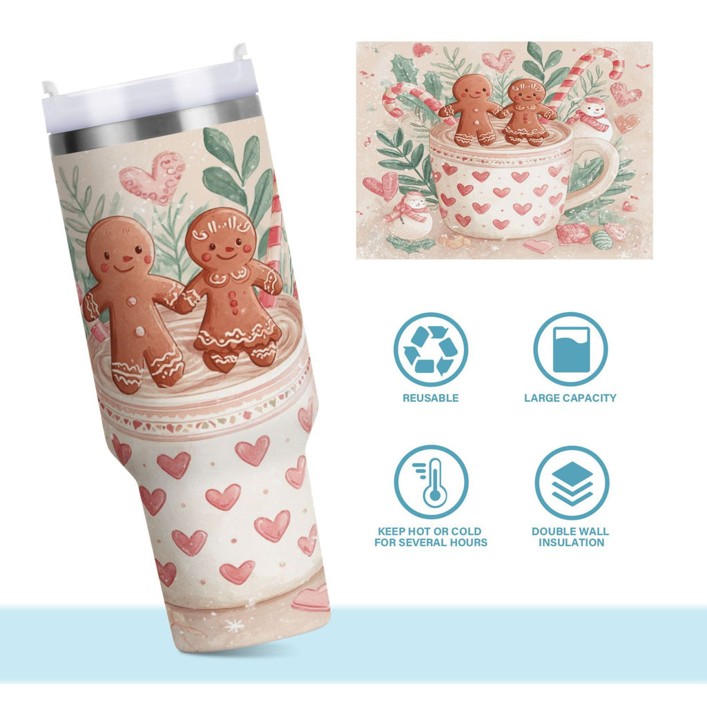 30 oz Insulated Stainless Steel Tumbler Double Wall Stainless Steel Tumbler with 2-Way Drinking Cute Christmas Design M600M