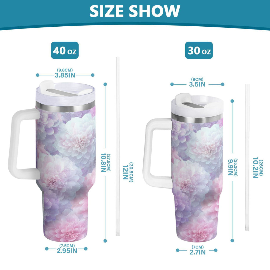 30 oz Insulated Stainless Steel Tumbler Double Wall Stainless Steel Tumbler with 2-Way Drinking Cute Pastel Watercolor Floral M578Q