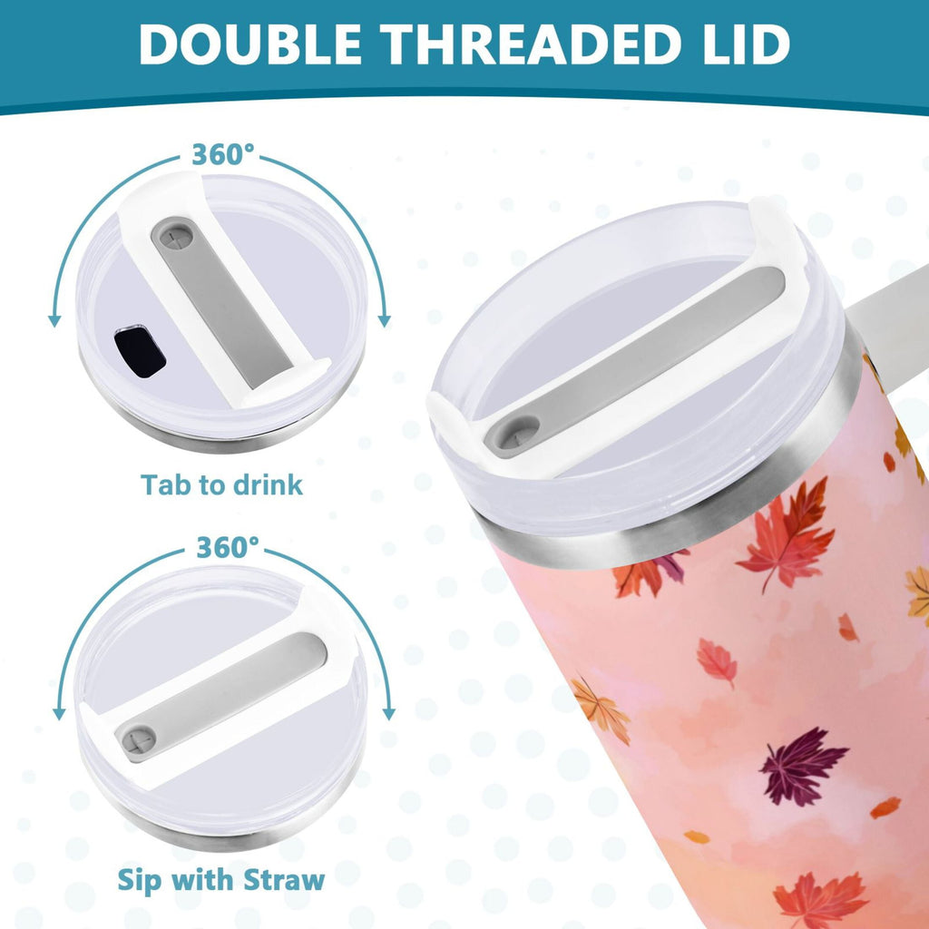 30 oz Insulated Stainless Steel Tumbler Double Wall Stainless Steel Tumbler with 2-Way Drinking Autumn Leaves Falling M588E