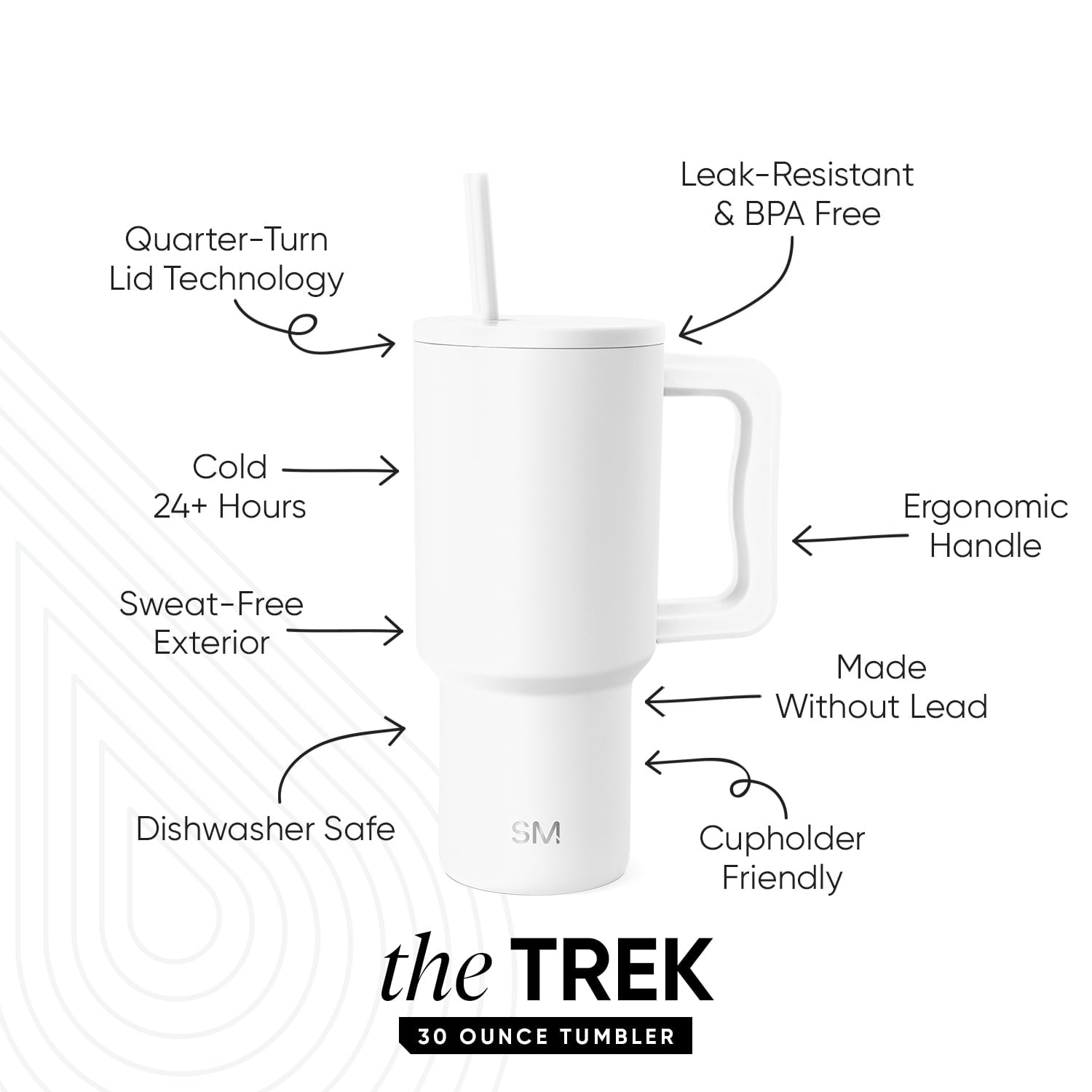 Simple Modern 30 fl oz Insulated Stainless Steel Trek Tumbler with Straw Lid | Seaglass Sage and Cream Checkmate M690P