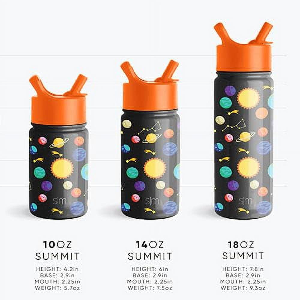 Simple Modern Blippi Kids Water Bottle with Straw Lid | Insulated Stainless Steel Reusable Tumbler for Toddlers, Girls | Summit Collection | 14oz, Blippi Space M689Y