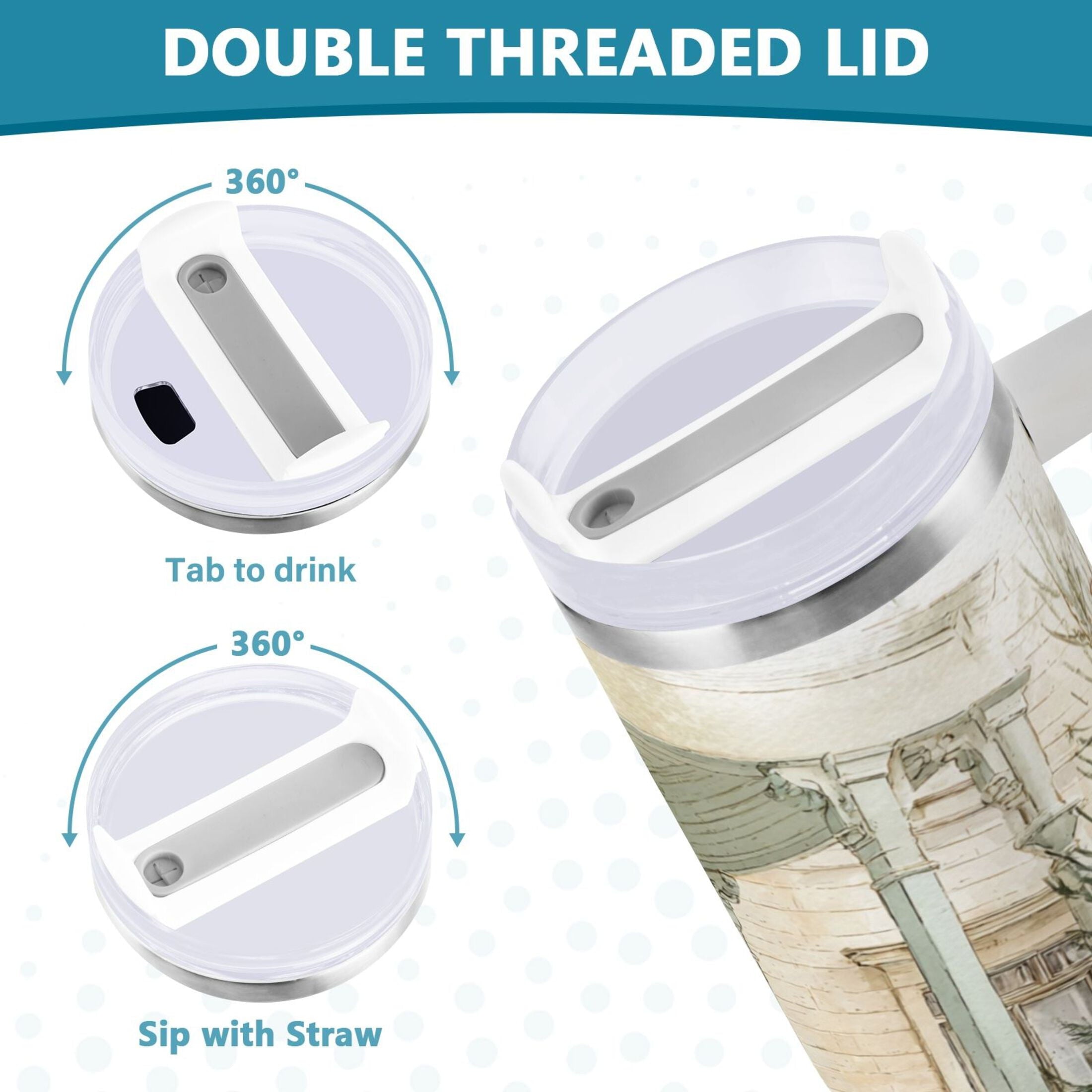30 oz Insulated Stainless Steel Tumbler Double Wall Stainless Steel Tumbler with 2-Way Drinking Charming Christmas Doorway M670E