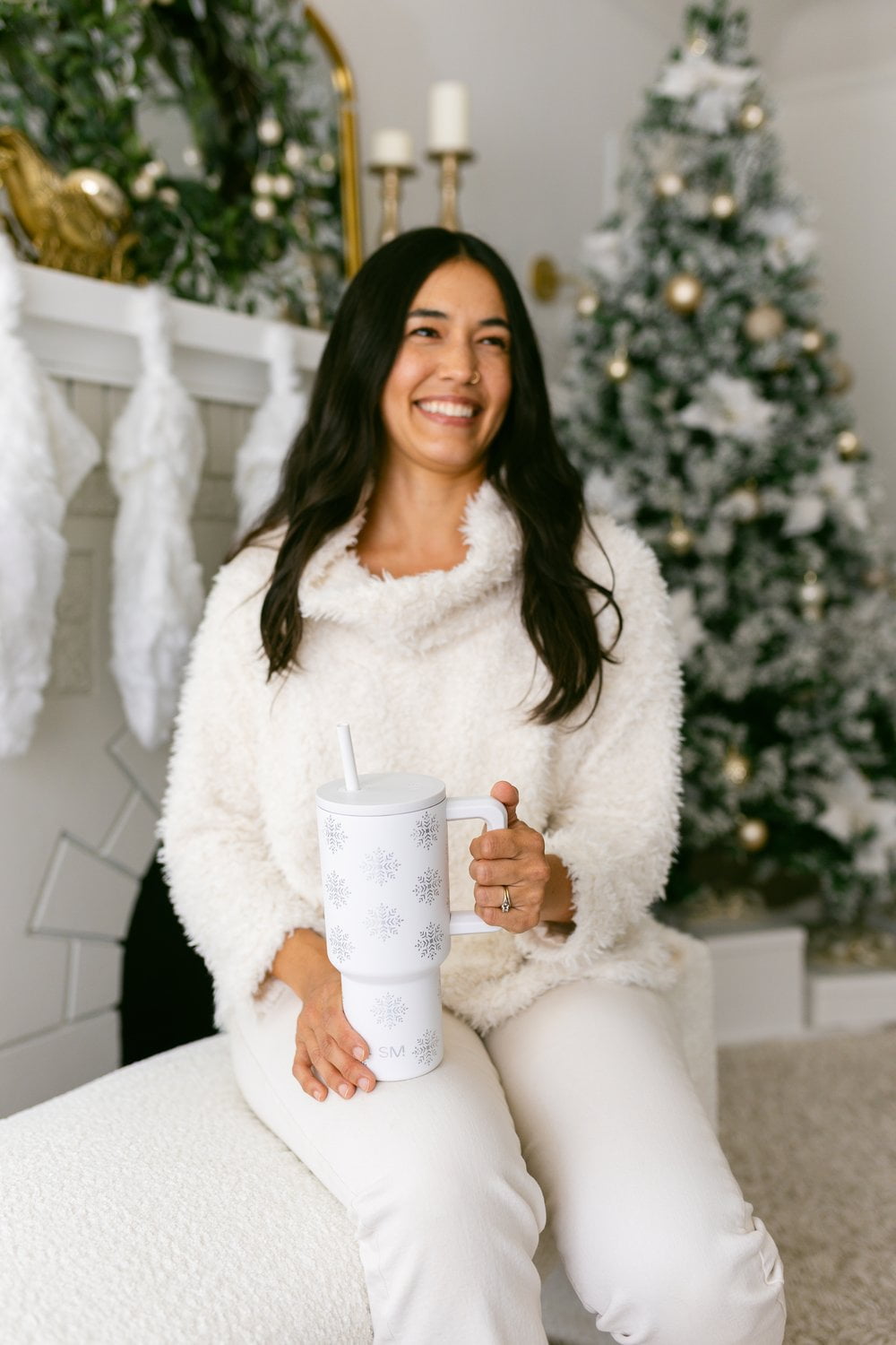 Simple Modern 30 fl oz Insulated Stainless Steel Trek Tumbler with Straw Lid | Seaglass Sage and Cream Checkmate M690P