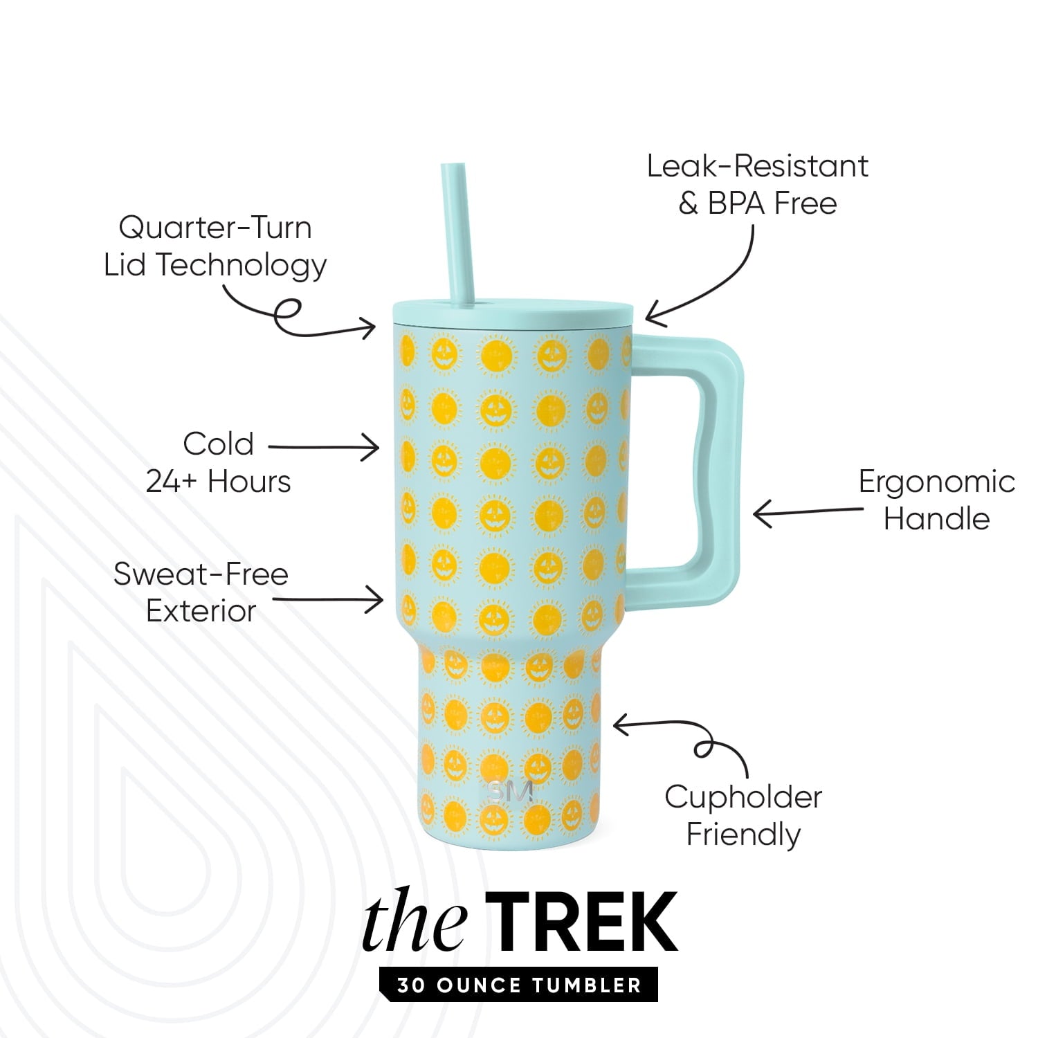 Simple Modern 30 fl oz Insulated Stainless Steel Trek Tumbler with Straw Lid | Seaglass Sage and Cream Checkmate M690P