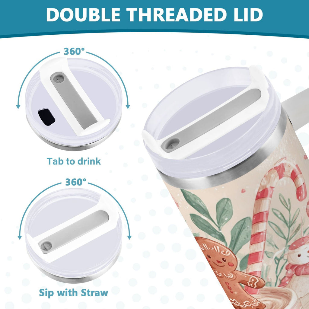 30 oz Insulated Stainless Steel Tumbler Double Wall Stainless Steel Tumbler with 2-Way Drinking Cute Christmas Design M600M