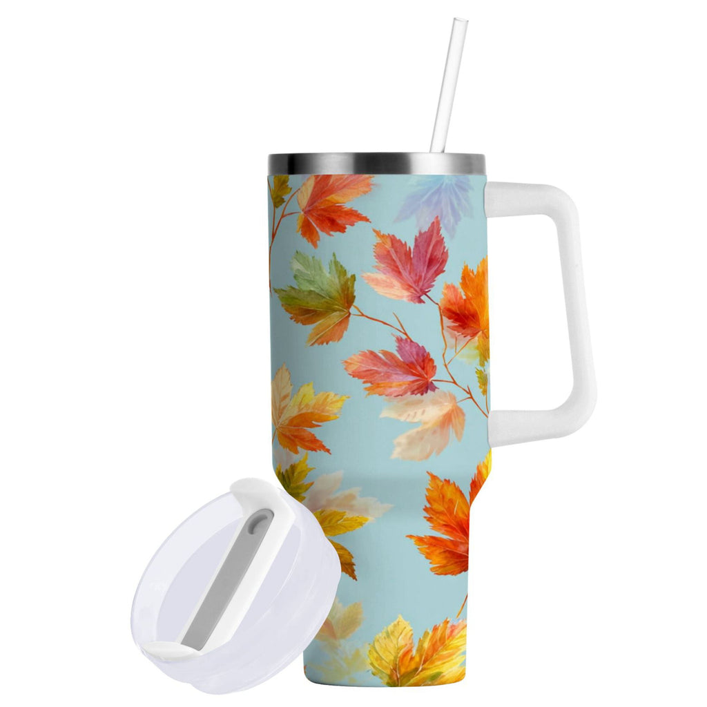 30 oz Insulated Stainless Steel Tumbler Double Wall Stainless Steel Tumbler with 2-Way Drinking Colorful Autumn Maple Leaves M616G