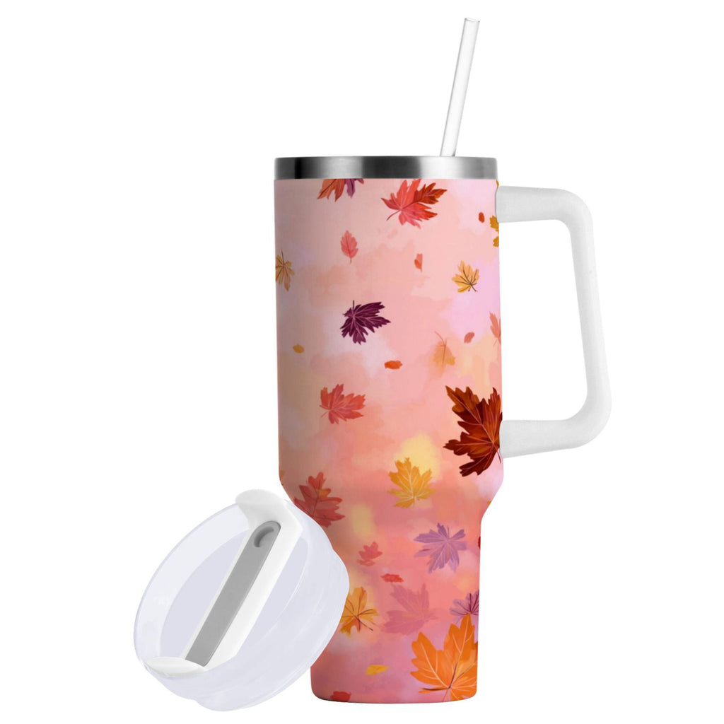30 oz Insulated Stainless Steel Tumbler Double Wall Stainless Steel Tumbler with 2-Way Drinking Autumn Leaves Falling M588E
