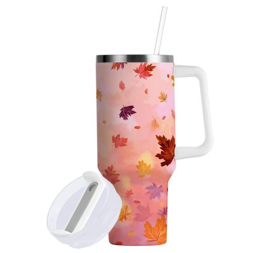 30 oz Insulated Stainless Steel Tumbler Double Wall Stainless Steel Tumbler with 2-Way Drinking Autumn Leaves Falling M588E