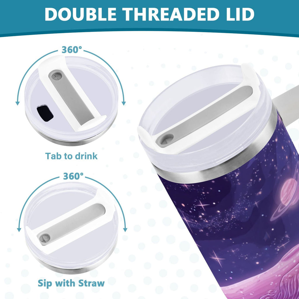 30 oz Insulated Stainless Steel Tumbler Double Wall Stainless Steel Tumbler with 2-Way Drinking Whale in Space M571L