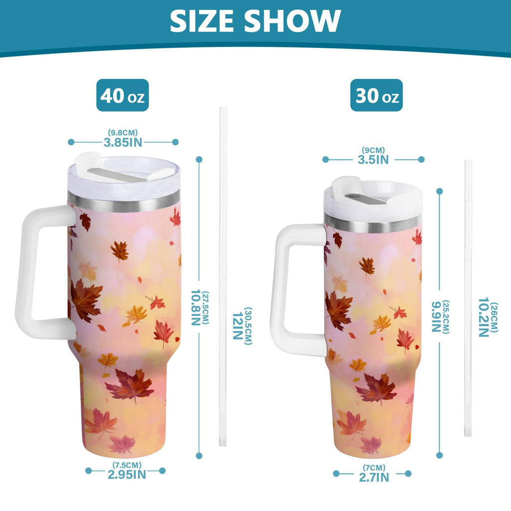 30 oz Insulated Stainless Steel Tumbler Double Wall Stainless Steel Tumbler with 2-Way Drinking Autumn Leaves Falling M588E