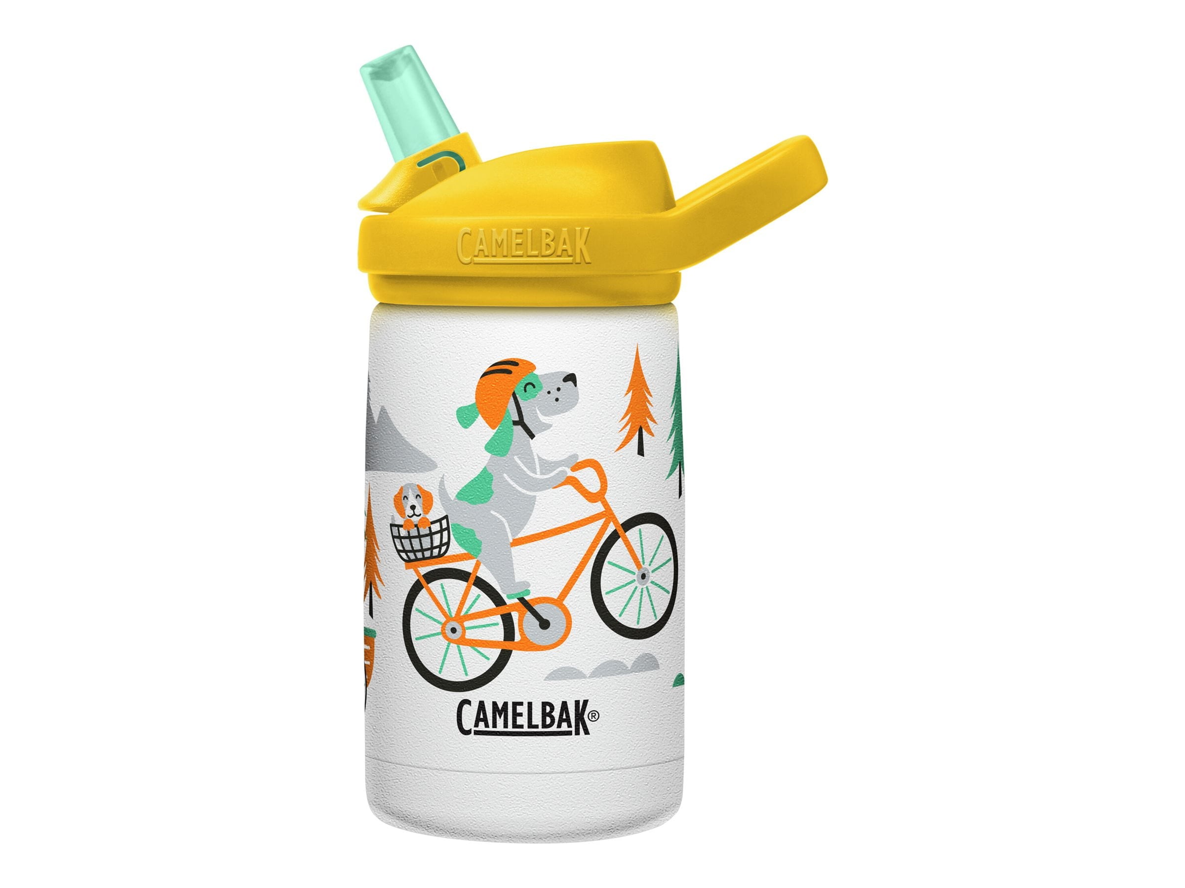 CamelBak Eddy+ Kids - Water bottle - Size 4.25 in x 2.91 in - Height 6.5 in - 12 fl.oz - biking dogs M327T