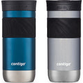 Contigo SNAPSEAL Insulated Stainless Steel Travel Mug with Grip, 16 oz, Blueberry Transparent Satin &amp; Gold Morel, 2-Pack M21W