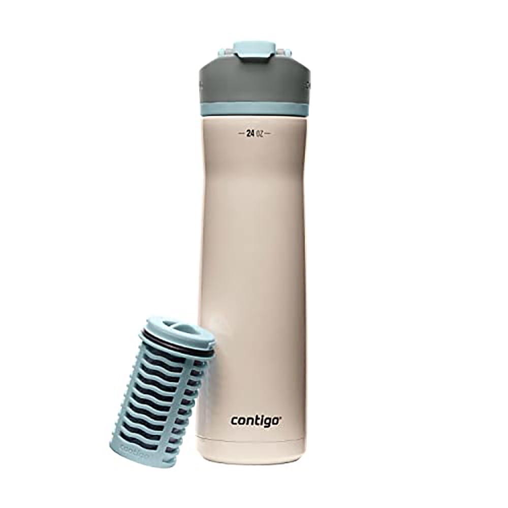 Contigo Clybourn Chill Stainless Steel FreeFlow Filter Water Bottle with AUTOSEAL, 24oz Salt M107V