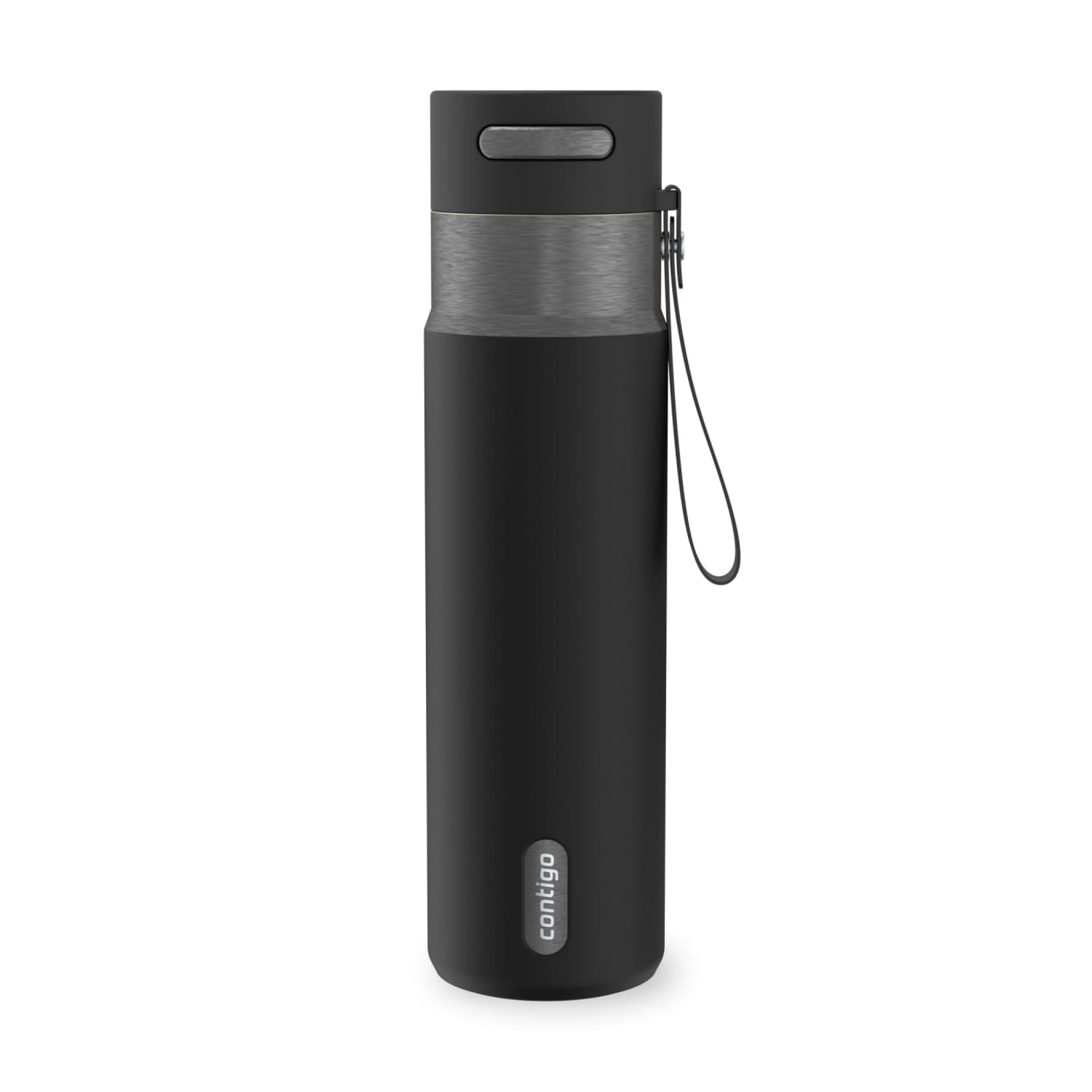 Contigo AutoSeal Leakproof Stainless Steel Reusable Water Bottle Tumbler with Carrying Strap, Cream/Champagne, 24 oz M19Y